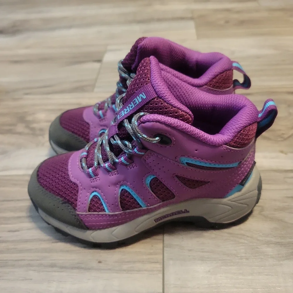 Merrell Kids Oakcreek Mid Lace Waterproof Hiking Sports Purple Boots 11M Purple